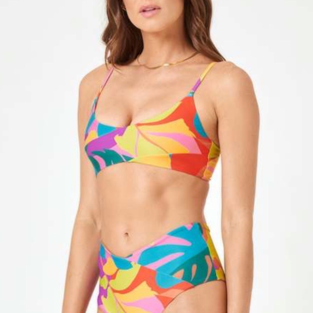 L*SPACE High Tide Bikini Top Copacabana Tropical Floral NWT XS